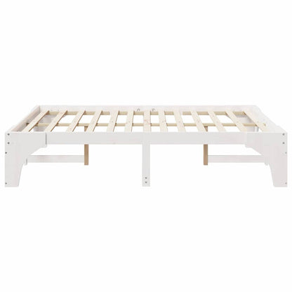 Bed Frame White 150 x 200 cm Solid Pine Wood
