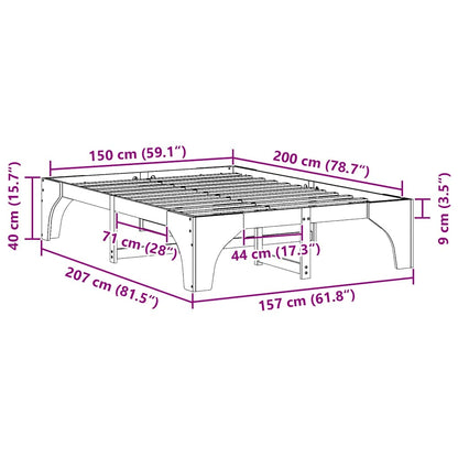 Bed Frame Brown 150 x 200 cm Solid Pine Wood