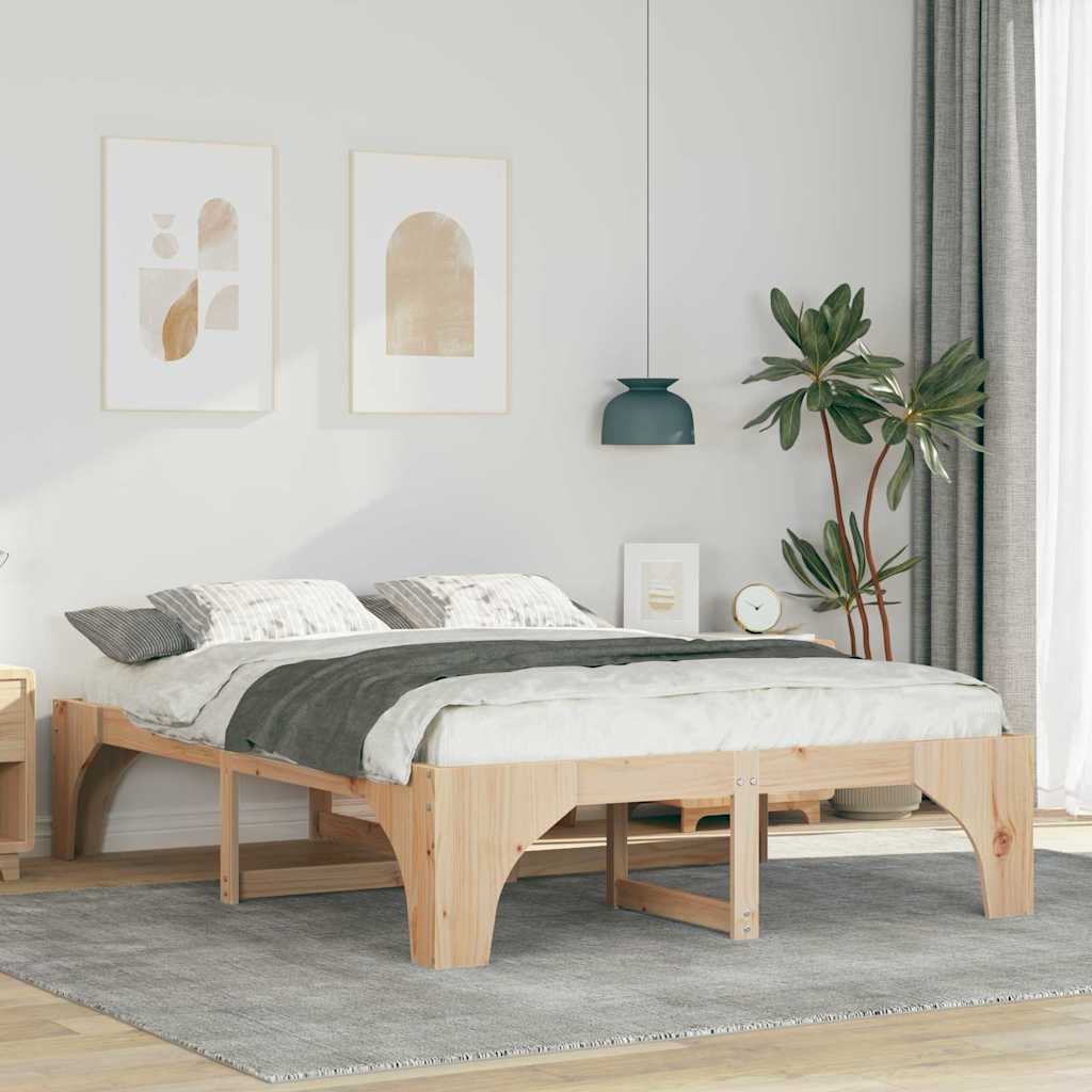 Bed Frame Brown 140 x 200 cm Solid Pine Wood