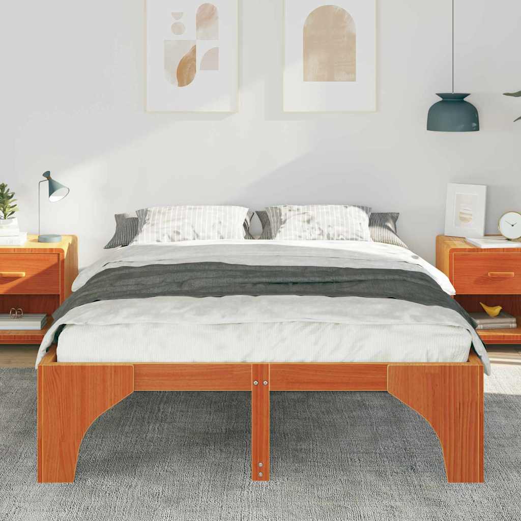 Bed Frame Brown 140 x 200 cm Solid Pine Wood