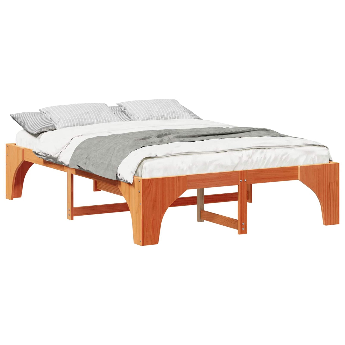 Bed Frame Brown 140 x 200 cm Solid Pine Wood