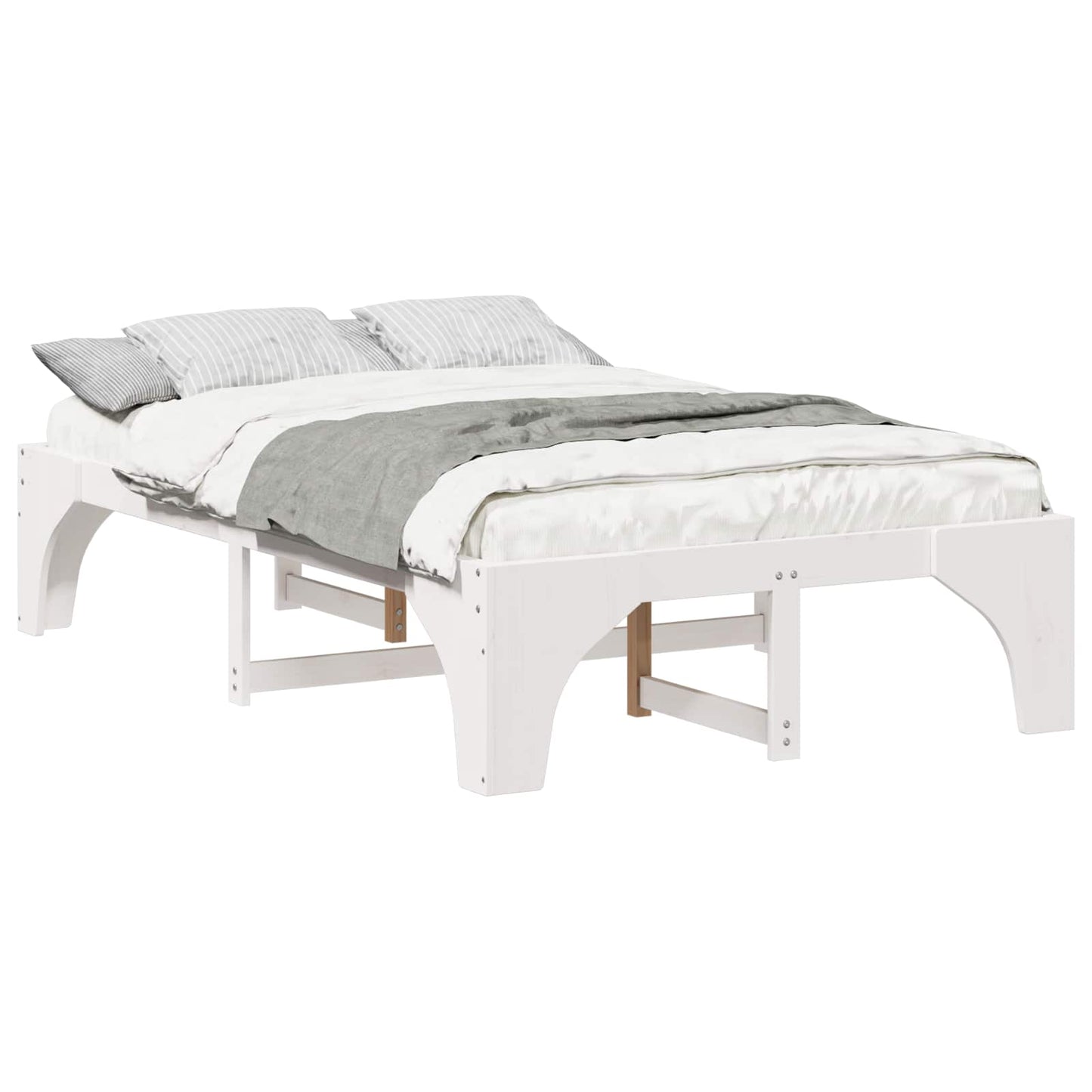 Bed Frame White 120 x 200 cm Solid Pine Wood