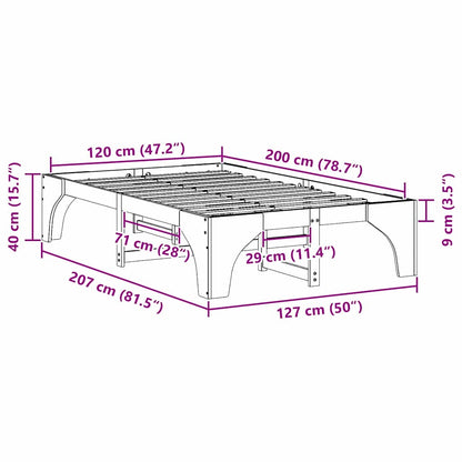 Bed Frame White 120 x 200 cm Solid Pine Wood
