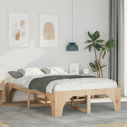 Bed Frame Brown 135 x 190 cm Solid Pine Wood
