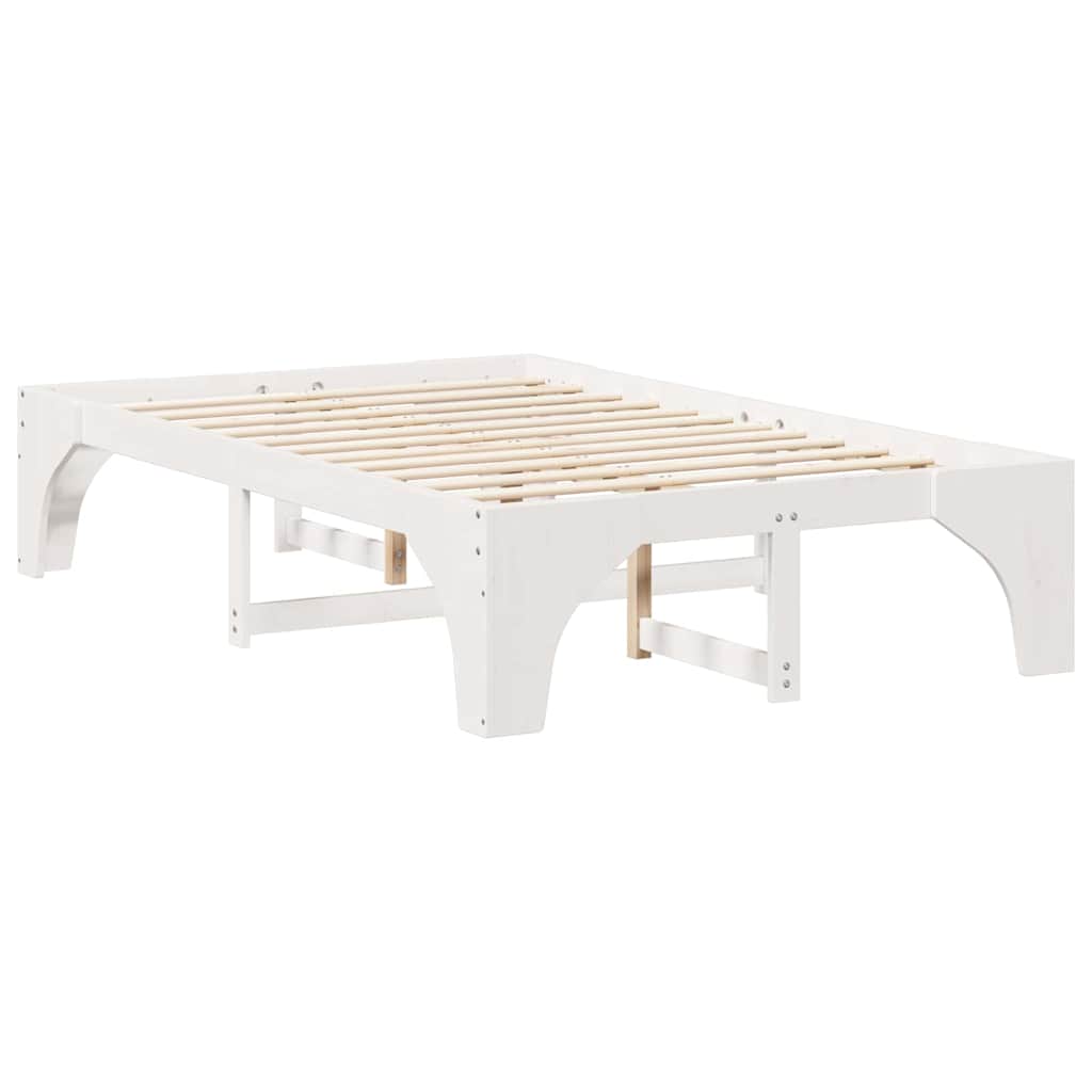 Bed Frame White 135 x 190 cm Solid Pine Wood