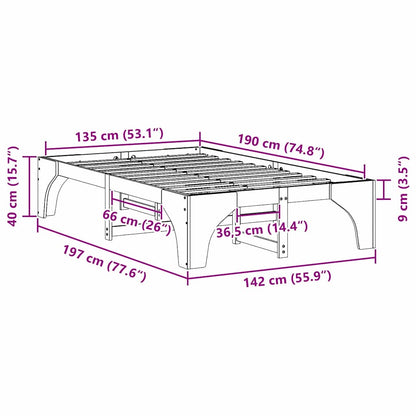 Bed Frame White 135 x 190 cm Solid Pine Wood