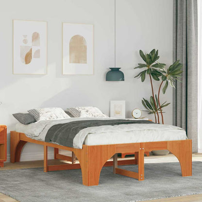 Bed Frame Brown 135 x 190 cm Solid Pine Wood