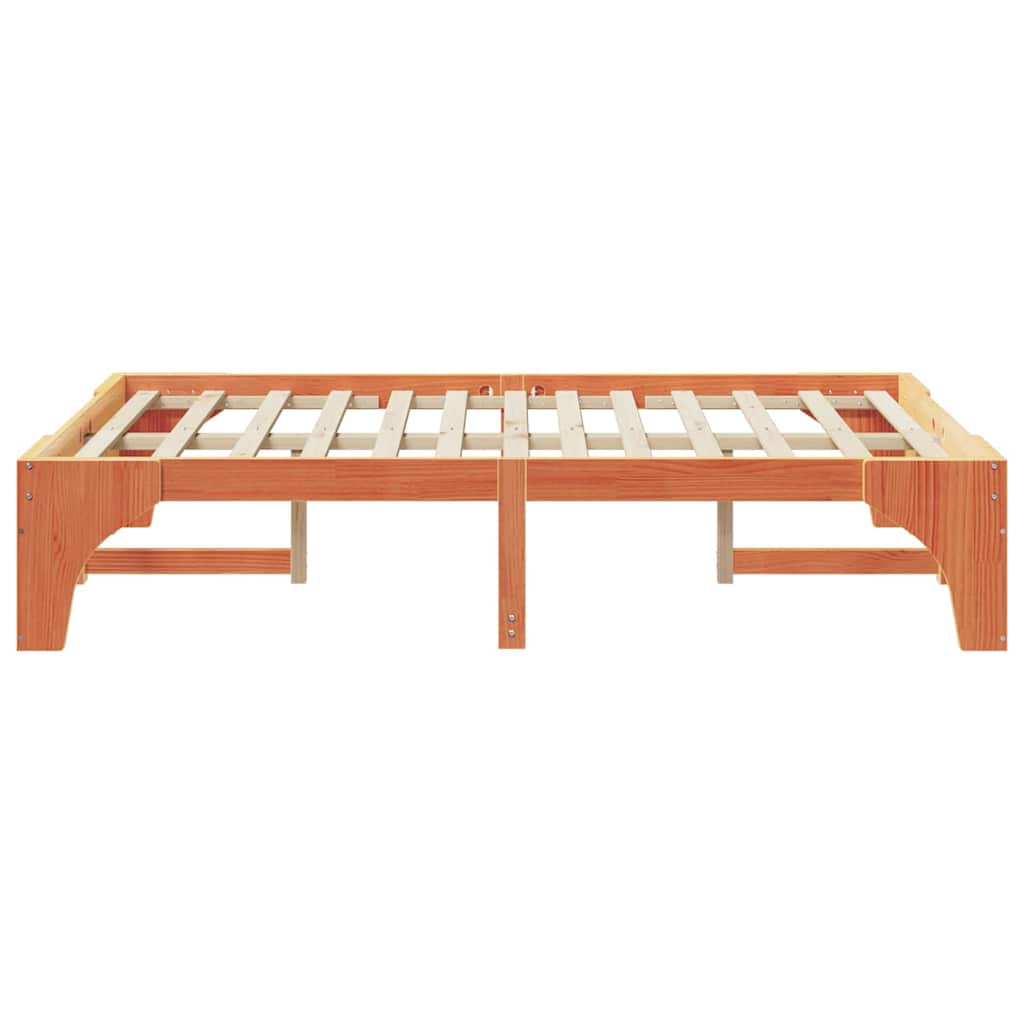 Bed Frame Brown 135 x 190 cm Solid Pine Wood