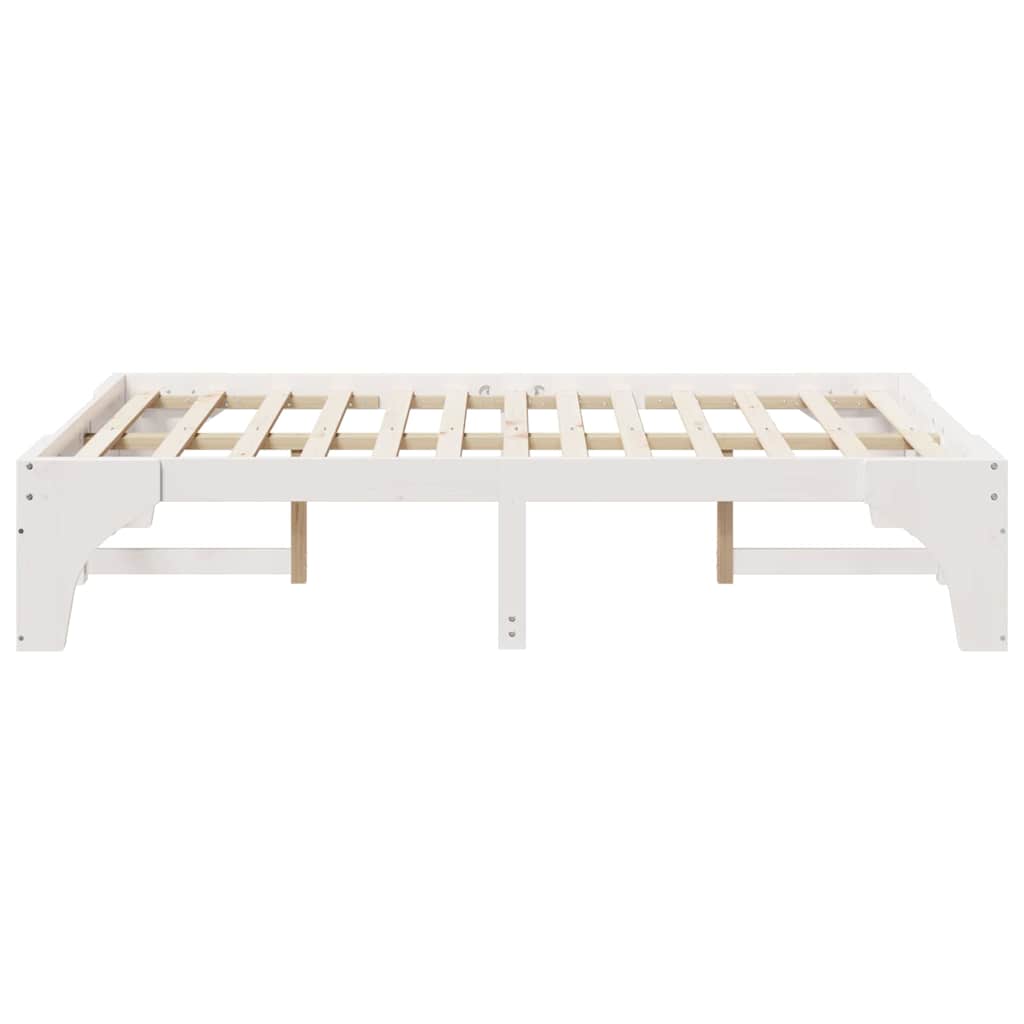 Bed Frame White 120 x 190 cm Solid Pine Wood