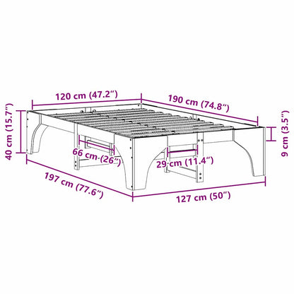 Bed Frame White 120 x 190 cm Solid Pine Wood