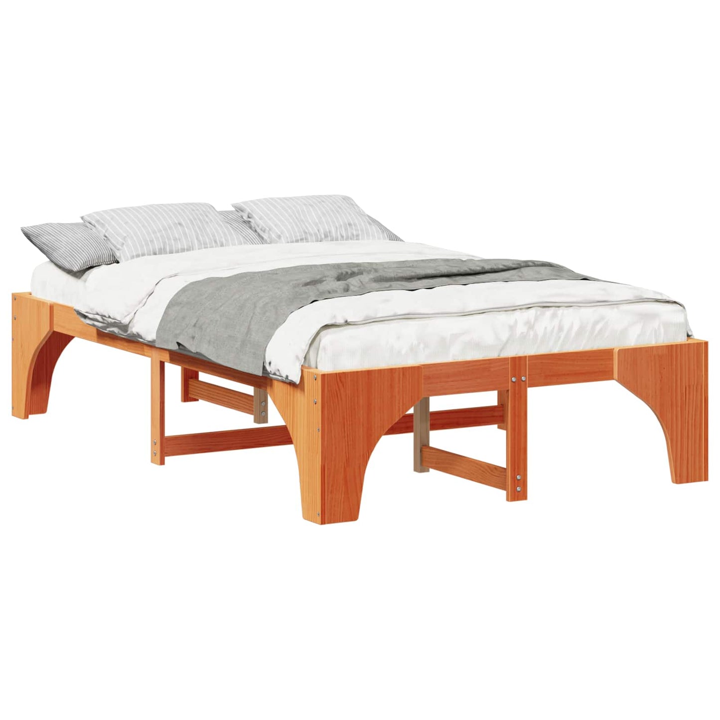 Bed Frame Brown 120 x 190 cm Solid Pine Wood