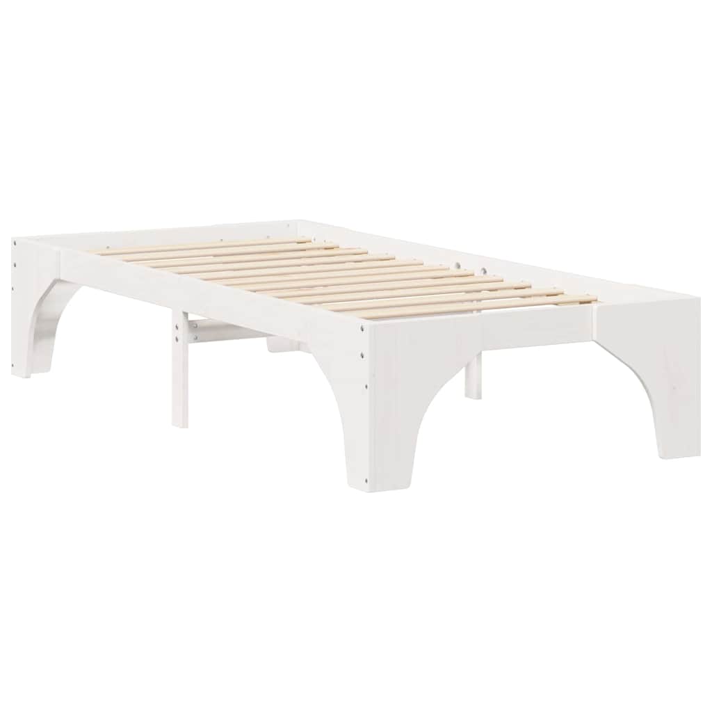 Bed Frame White 100 x 200 cm Solid Pine Wood