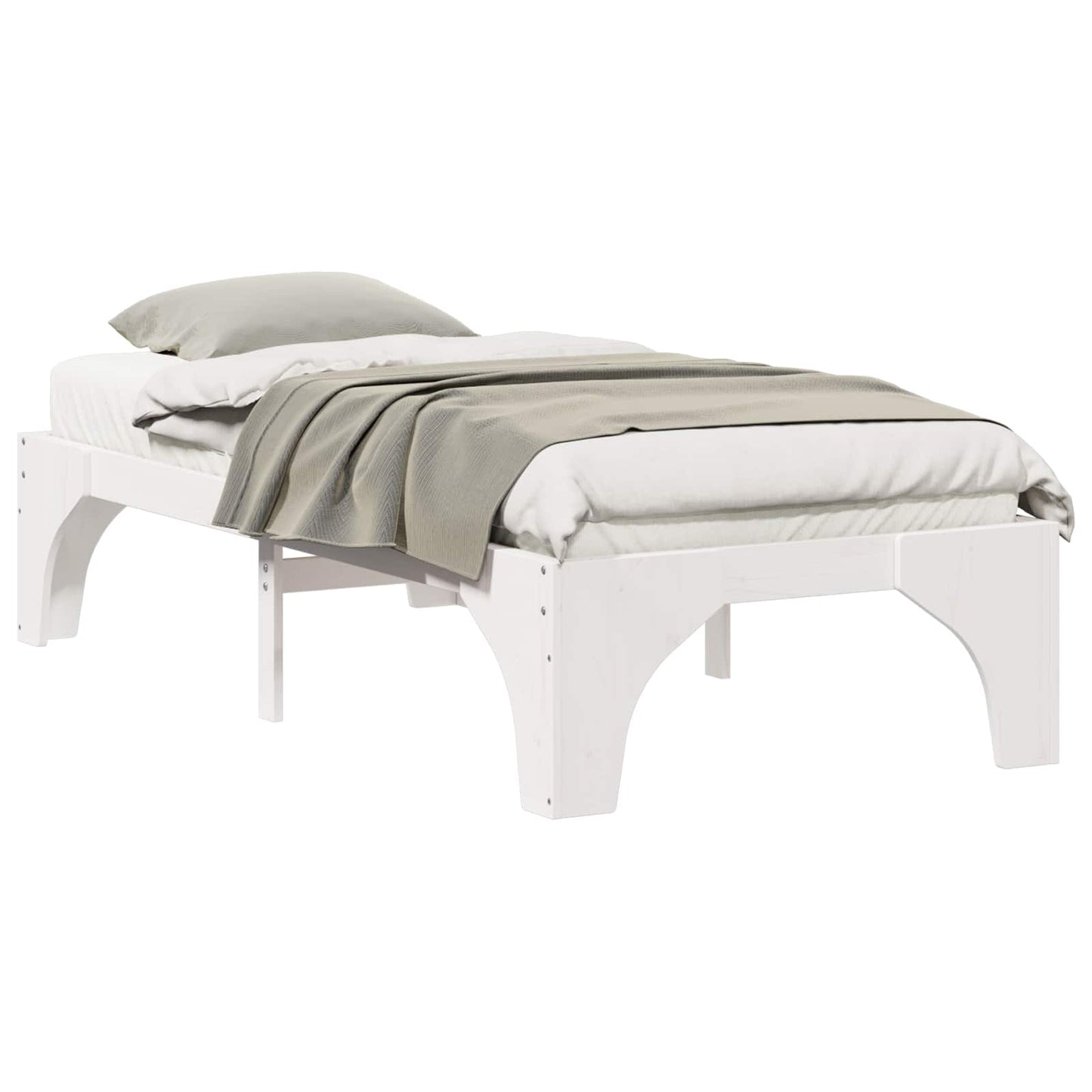 Bed Frame White 90 x 200 cm Solid Pine Wood
