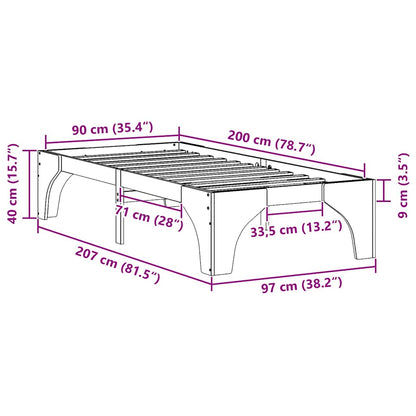 Bed Frame Brown 90 x 200 cm Solid Pine Wood