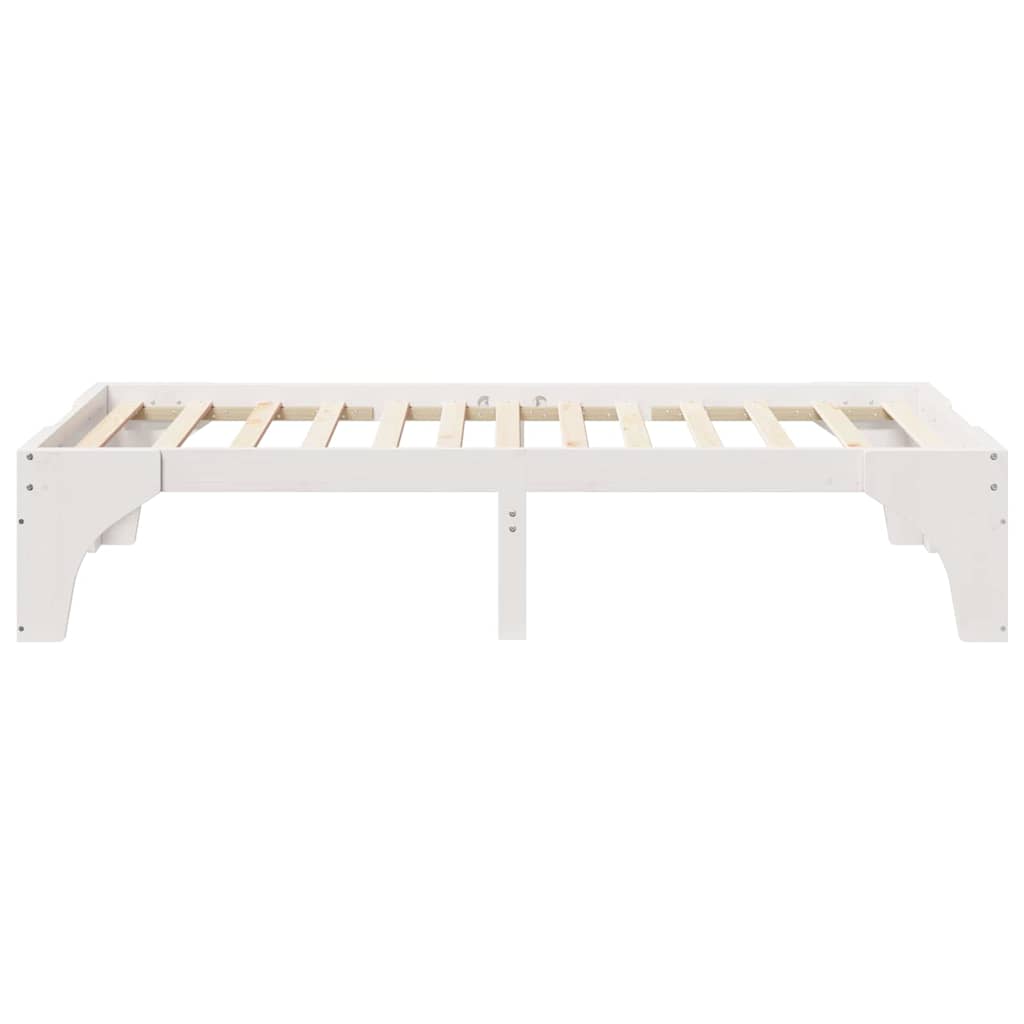 Bed Frame White 90 x 190 cm Solid Pine Wood