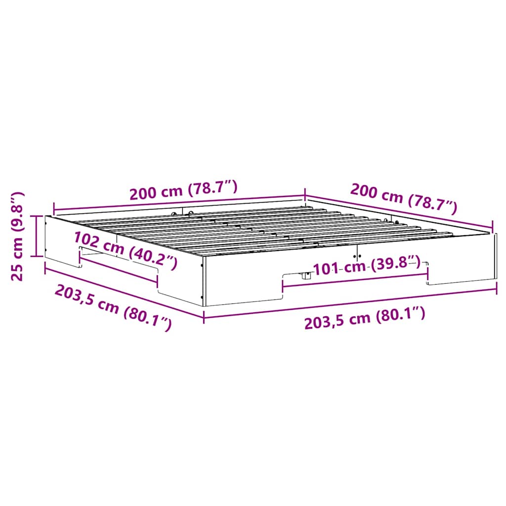 Bed Frame White 200 x 200 cm