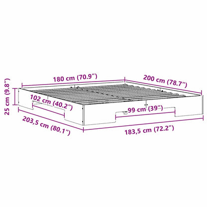 Bed Frame Brown 180 x 200 cm