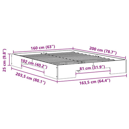 Bed Frame Brown 160 x 200 cm