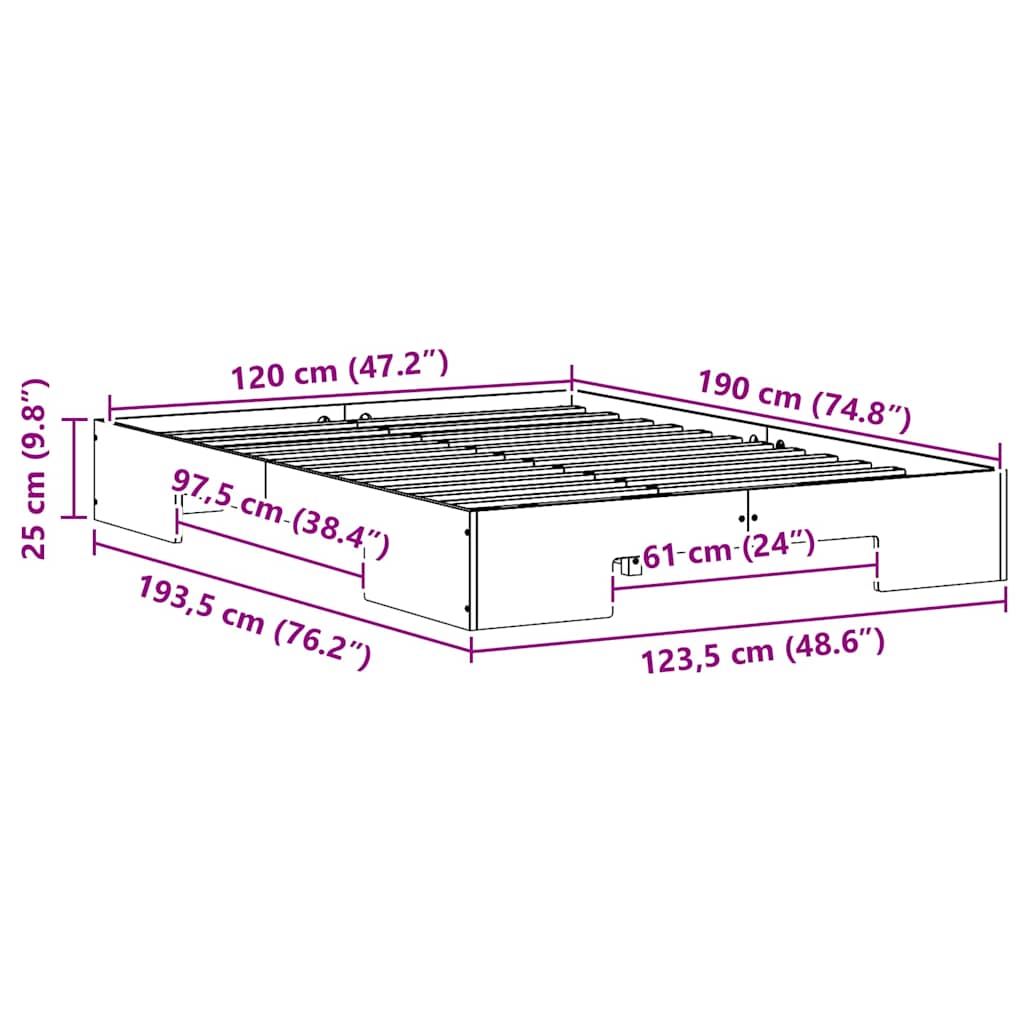 Bed Frame White 120 x 190 cm