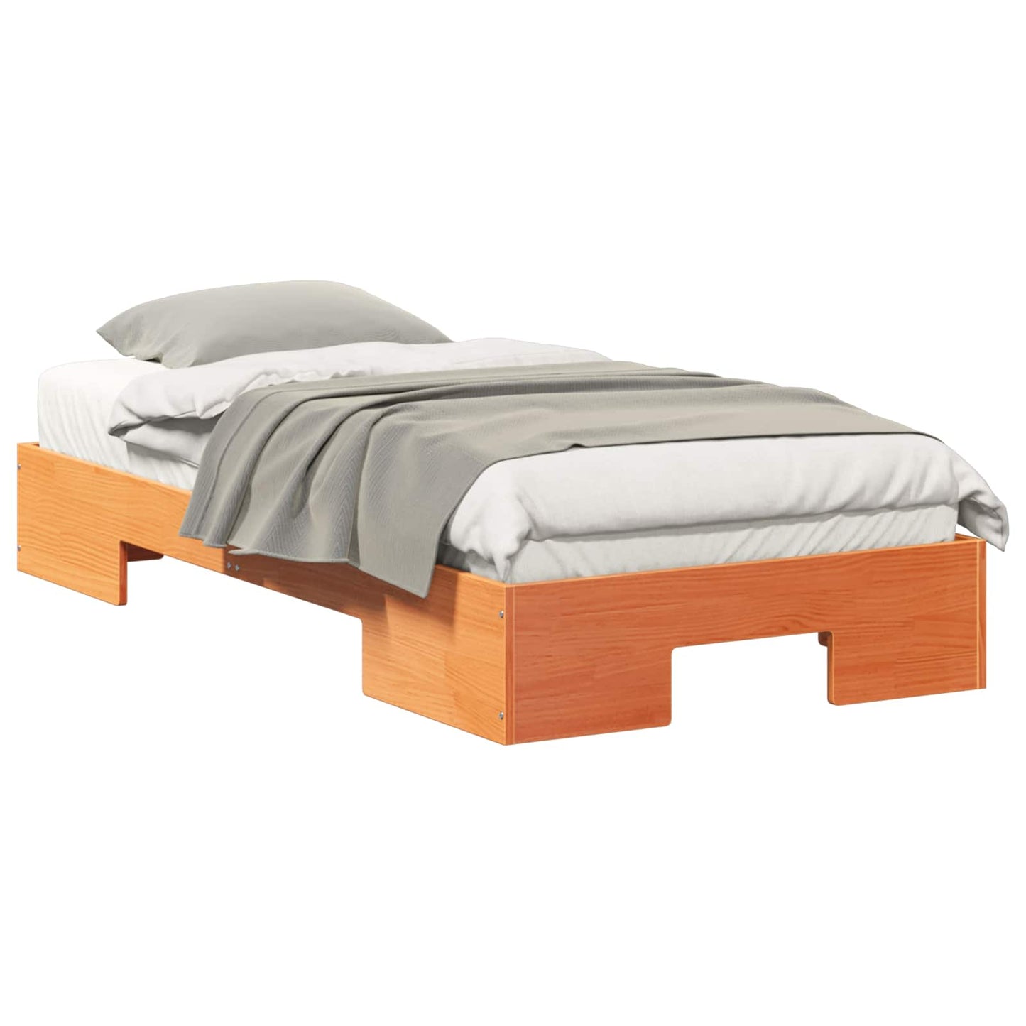 Floor Bed Frame with Storage Brown 100 x 200 cm Solid pine wood