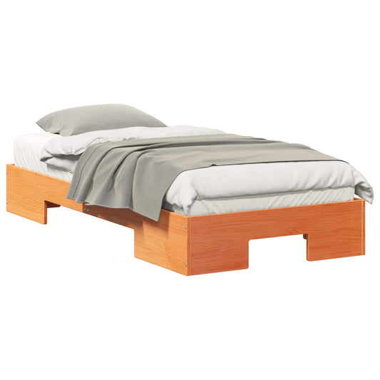Floor Bed Frame with Storage Brown 100 x 200 cm Solid pine wood