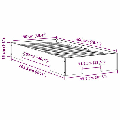 Bed Frame Brown 90 x 200 cm