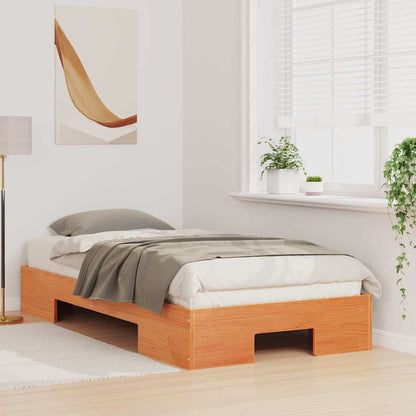 Floor Bed Frame with Storage Brown 90 x 190 cm Solid pine wood