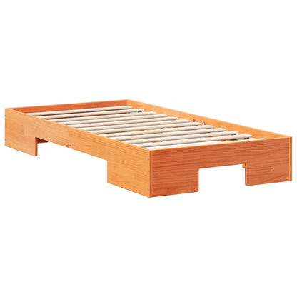 Floor Bed Frame with Storage Brown 90 x 190 cm Solid pine wood
