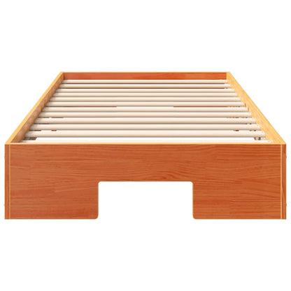 Floor Bed Frame with Storage Brown 90 x 190 cm Solid pine wood