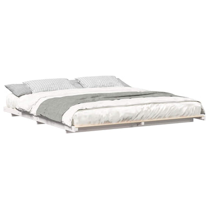 Bed Frame White 200 x 200 cm Solid Pine Wood