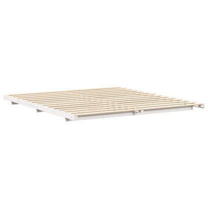 Bed Frame White 200 x 200 cm Solid Pine Wood