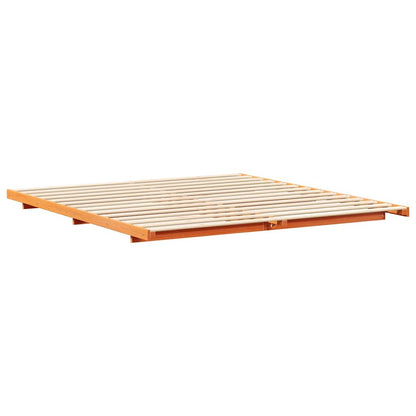 Bed Frame Wax Brown 200 x 200 cm Solid Pine Wood