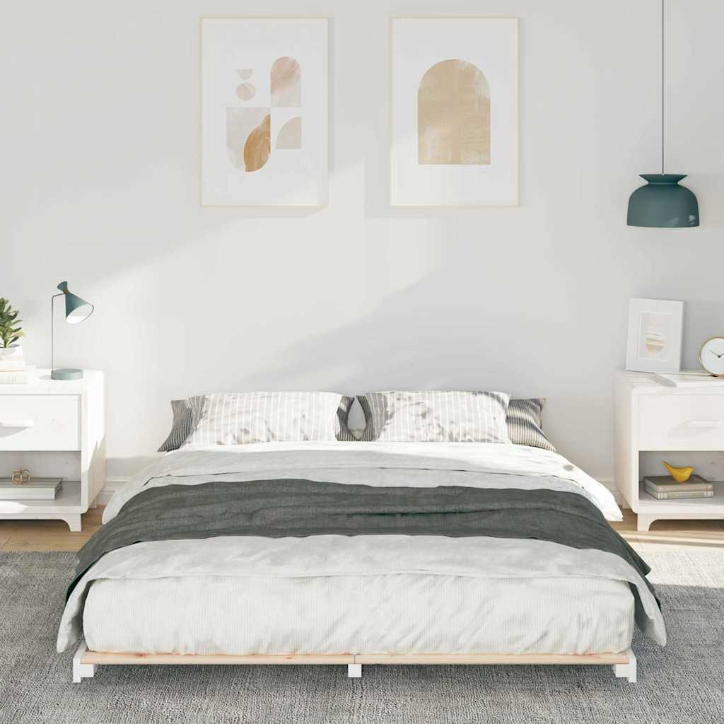 Bed Frame White 160 x 200 cm Solid Pine Wood