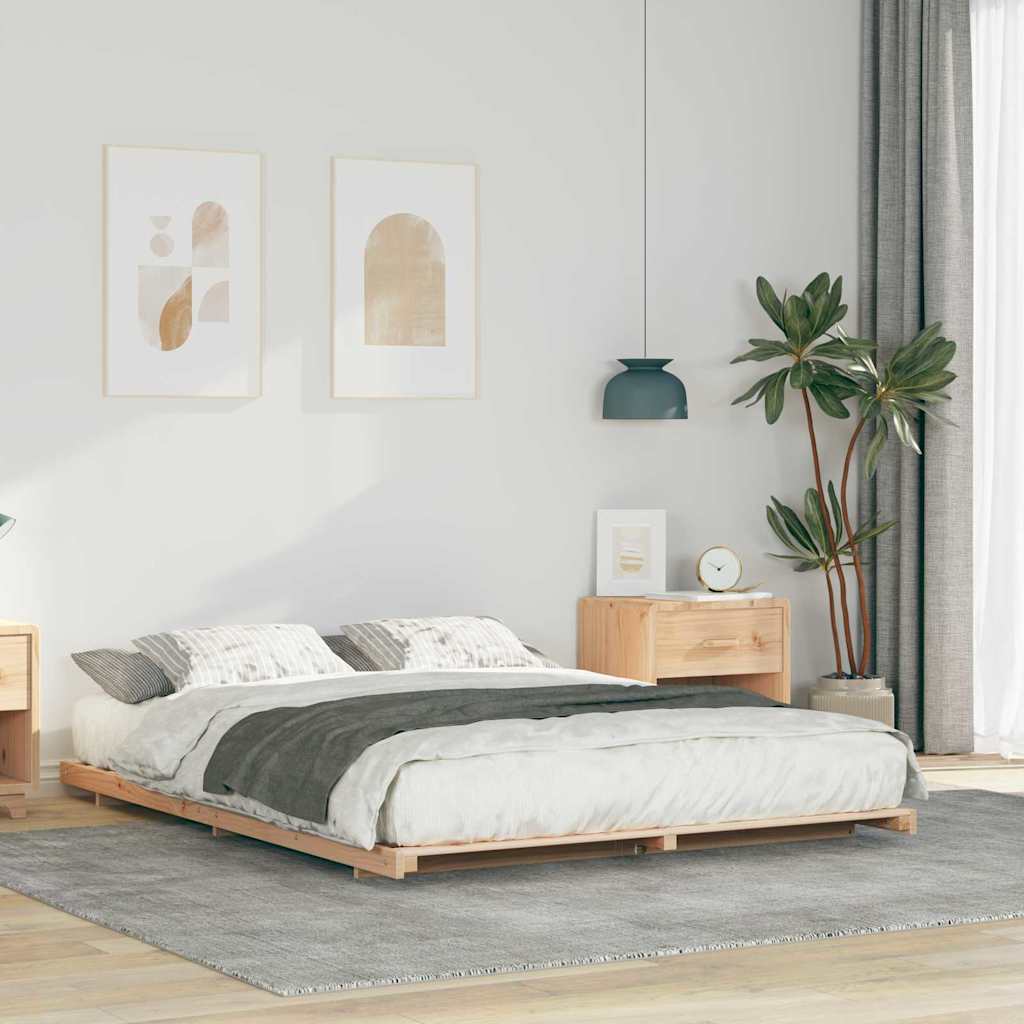 Bed Frame Brown 150 x 200 cm Solid Pine Wood