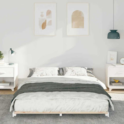 Bed Frame White 150 x 200 cm Solid Pine Wood