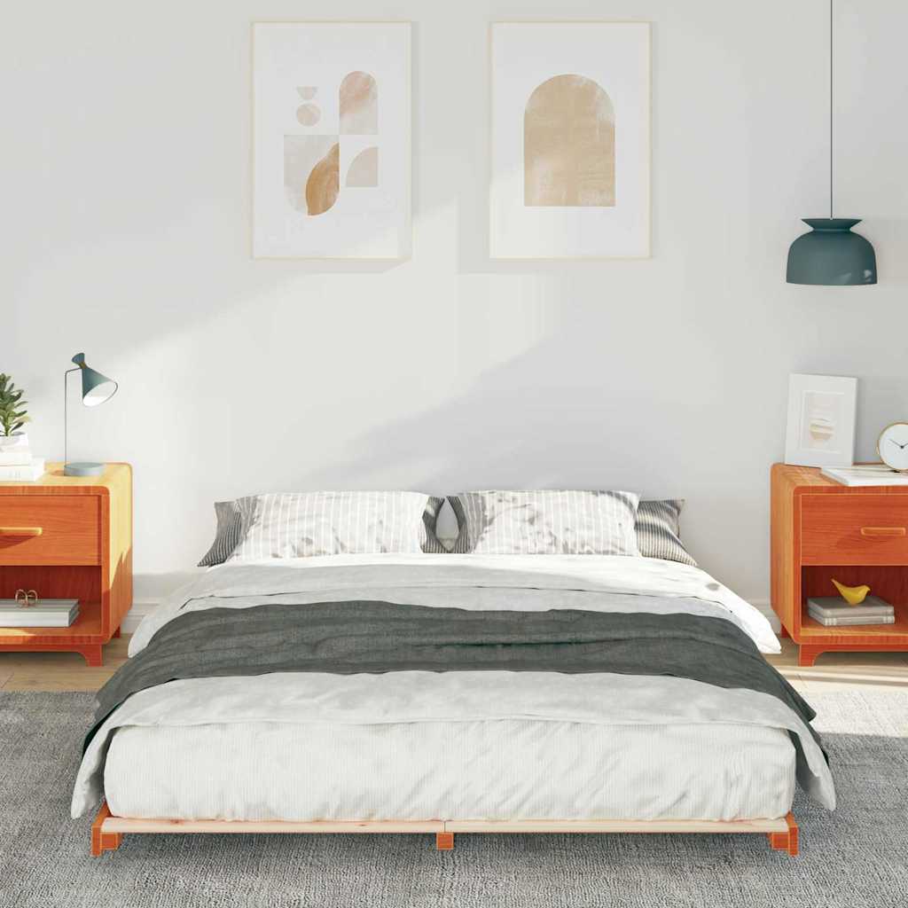 Bed Frame Wax Brown 150 x 200 cm Solid Pine Wood