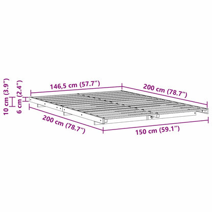 Bed Frame Wax Brown 150 x 200 cm Solid Pine Wood