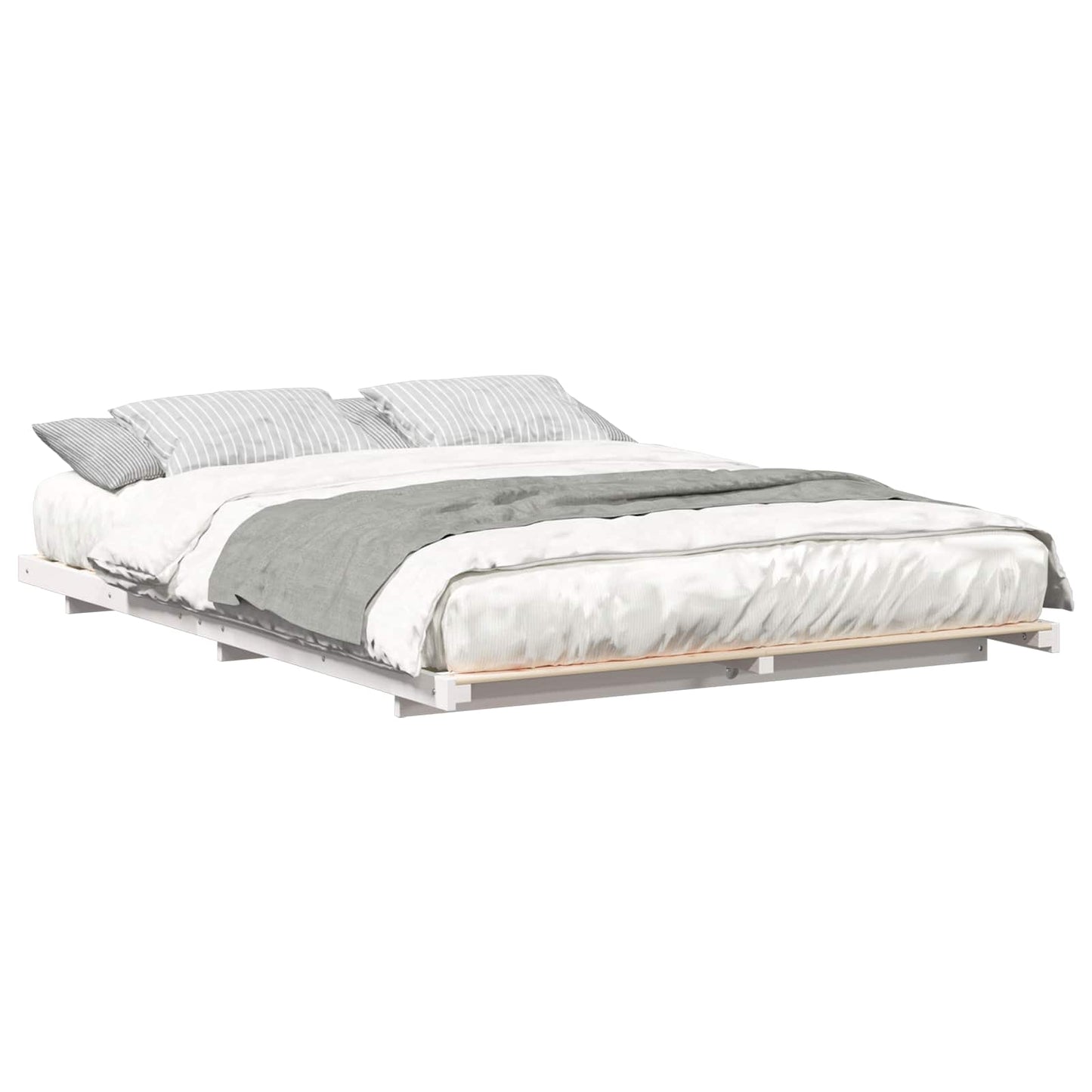 Bed Frame White 140 x 200 cm Solid Pine Wood