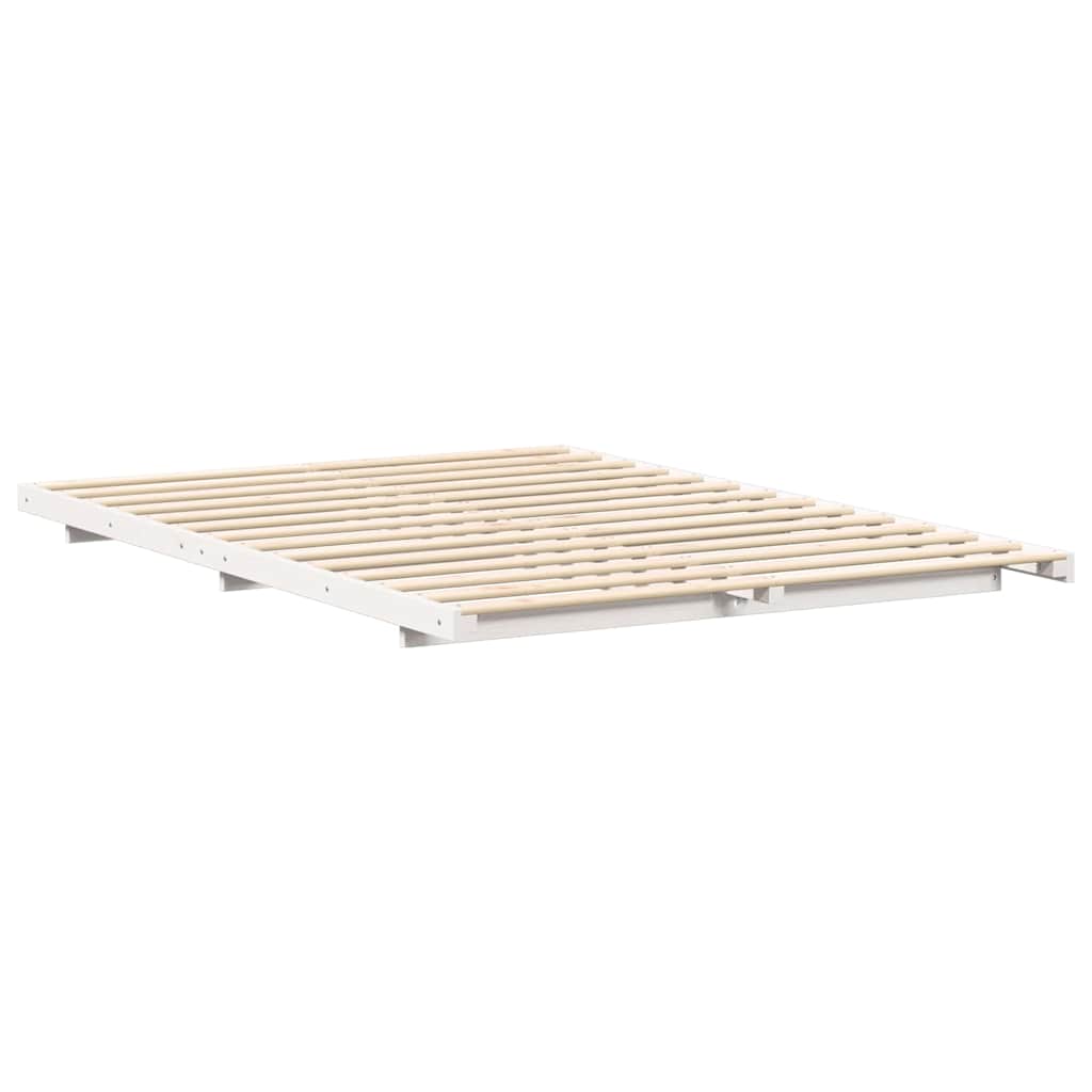 Bed Frame White 140 x 200 cm Solid Pine Wood