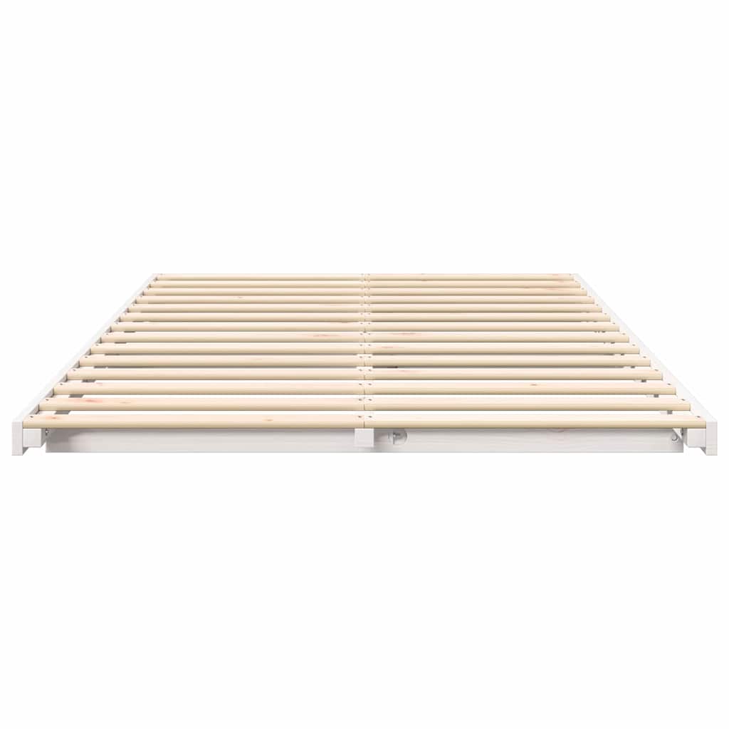 Bed Frame White 140 x 190 cm Solid Pine Wood