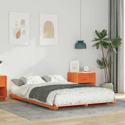 Bed Frame Wax Brown 140 x 190 cm Solid Pine Wood