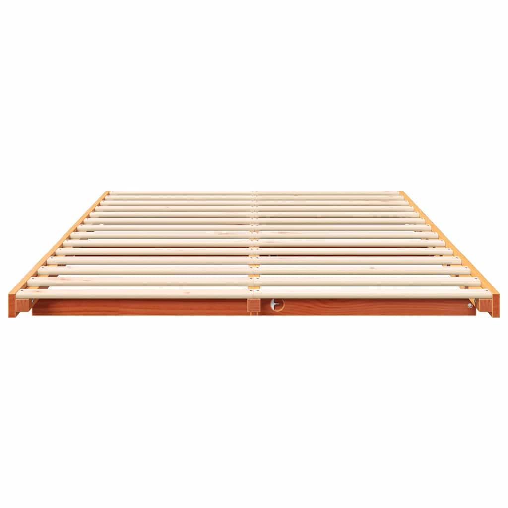 Bed Frame Wax Brown 140 x 190 cm Solid Pine Wood