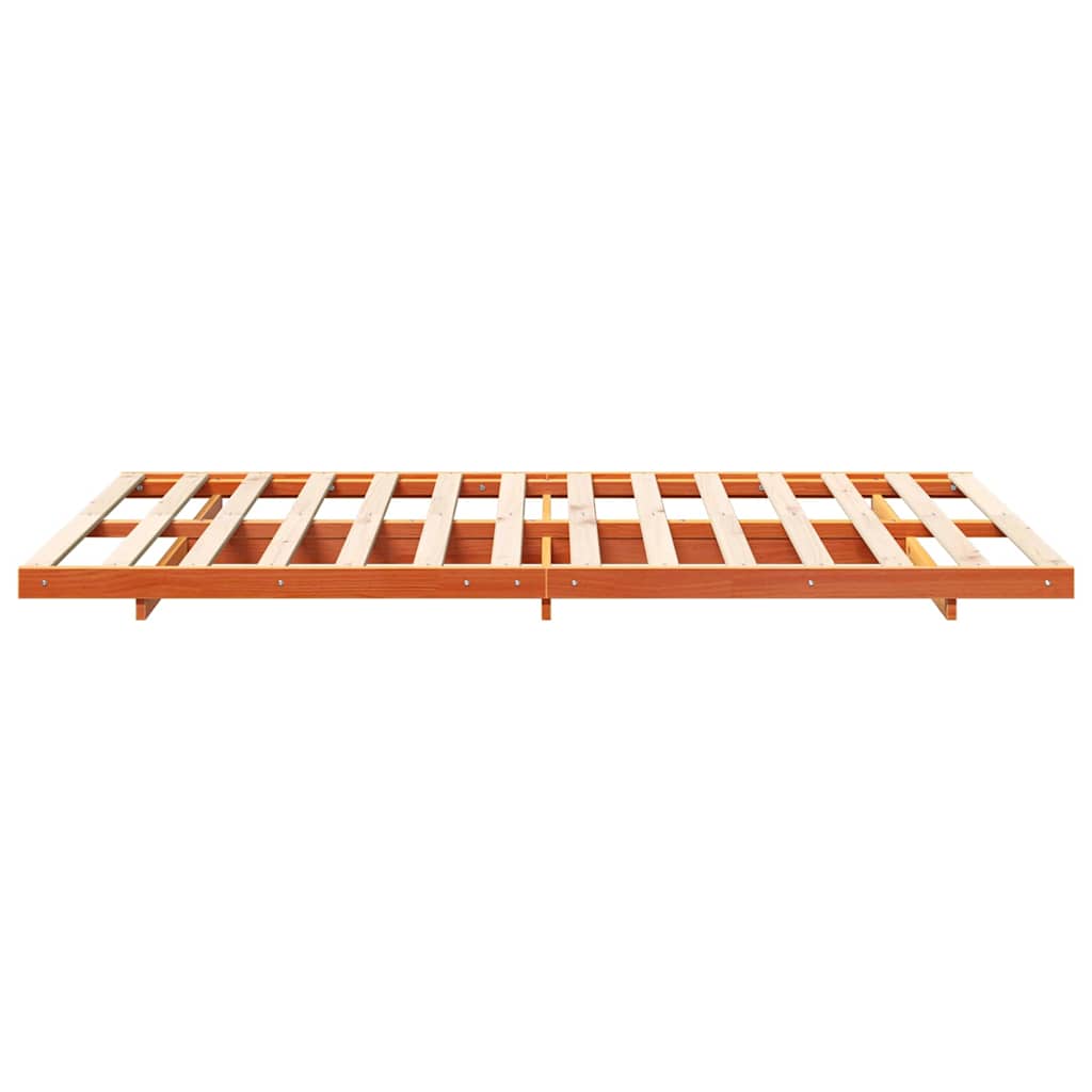 Bed Frame Wax Brown 140 x 190 cm Solid Pine Wood