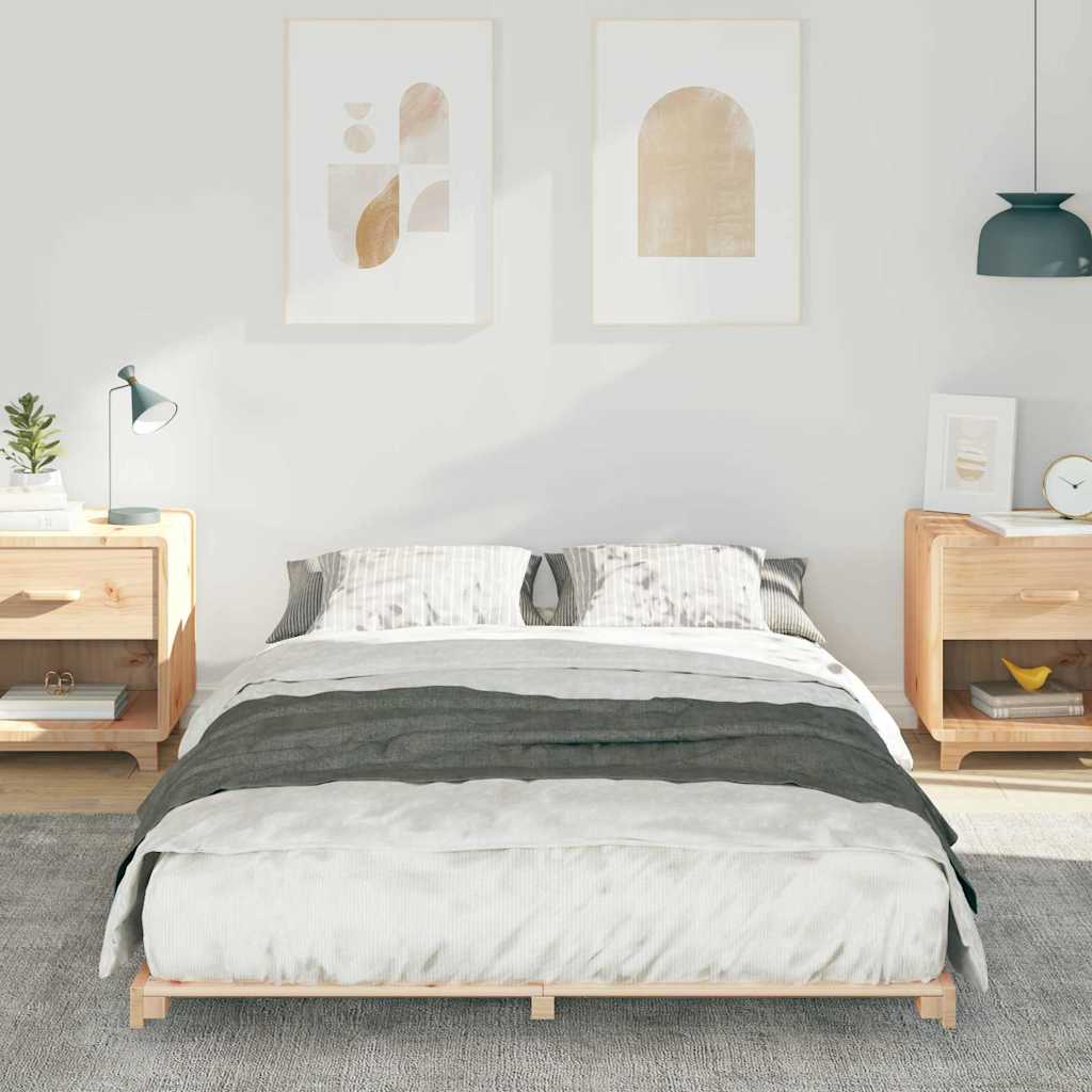 Bed Frame Brown 135 x 190 cm Solid Pine Wood