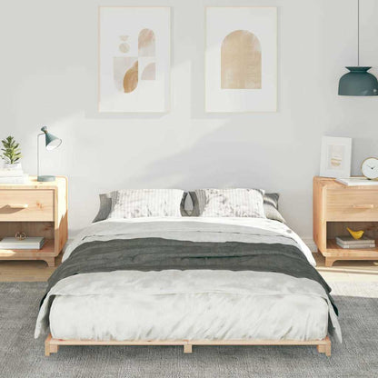 Bed Frame Brown 135 x 190 cm Solid Pine Wood