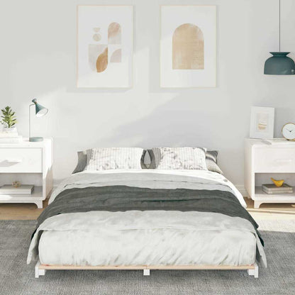 Bed Frame White 135 x 190 cm Solid Pine Wood