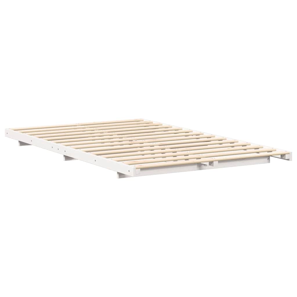 Bed Frame White 135 x 190 cm Solid Pine Wood