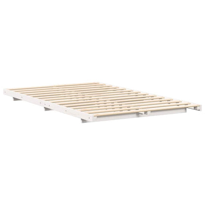 Bed Frame White 135 x 190 cm Solid Pine Wood
