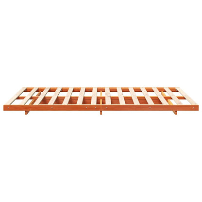 Bed Frame Wax Brown 135 x 190 cm Solid Pine Wood