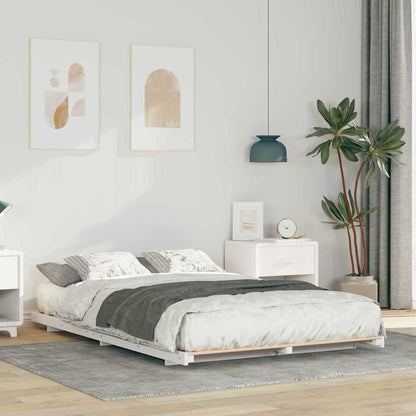 Bed Frame White 120 x 190 cm Solid Pine Wood